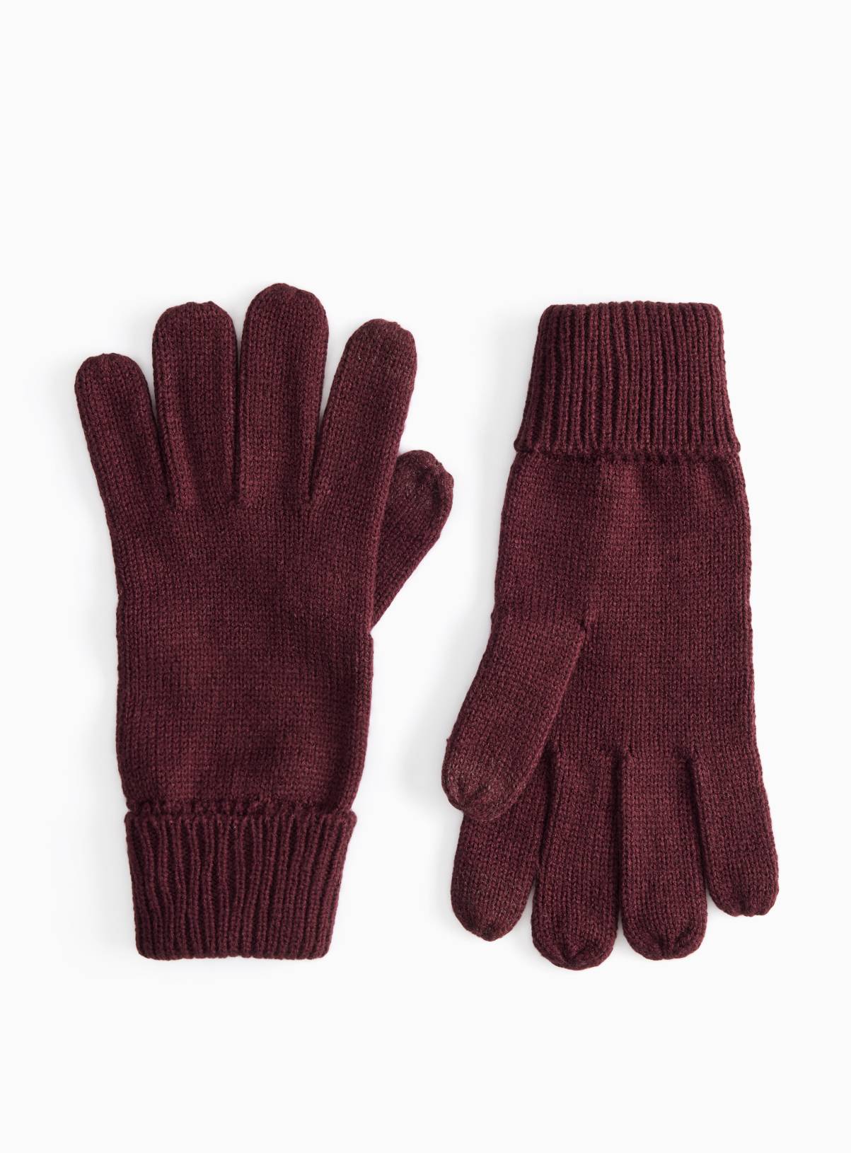 Dark Red Touchscreen Knitted Gloves L/XL - Image 1